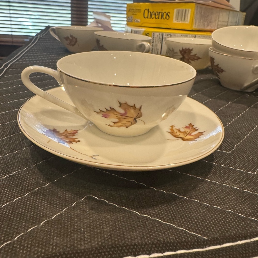 Six Autumn Leaf and Saucer Sets